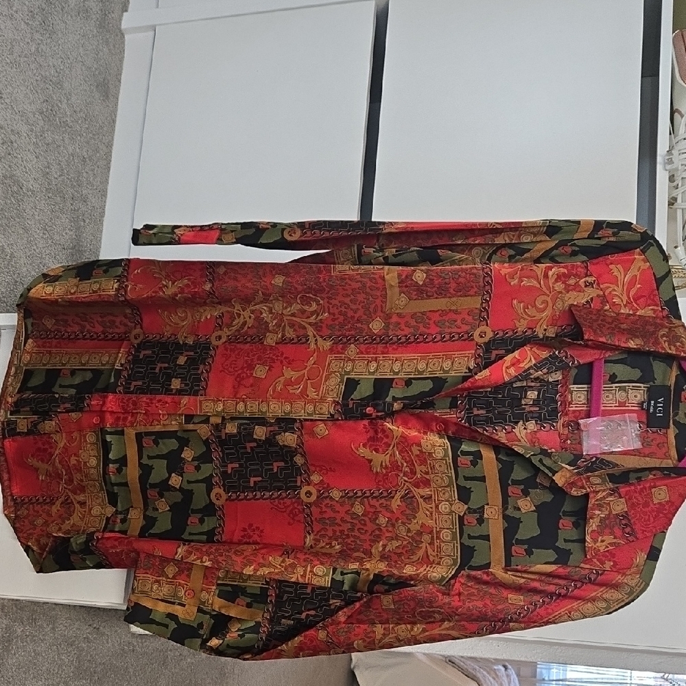 Vici Red and Green Patterned Top